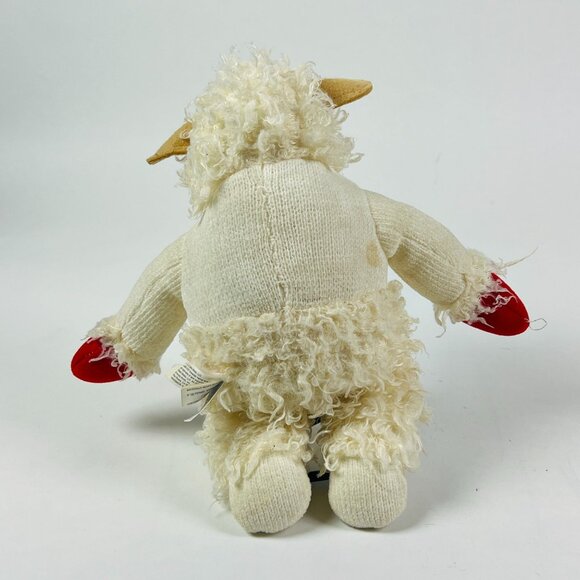 Vintage Lamb Chop By Nanco Plush Doll 10"Furry Outfit Black Eyes Red Mittens Cut - Picture 3 of 9